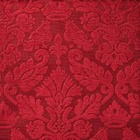 Samt-Jacquardstoff mit Ornamenten und Voegeln: ALRIC, hier Farbe SCARLET, bei ARTE FRESCA