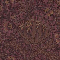 florale Tapete: ARTICHOKE, Farbe WINE, bei ARTE FRESCA