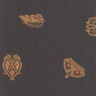 Detailansicht des Stoffes AVALLON, Farbton BRAUN (Ornamentmotive im historistischen Stil)