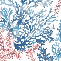 Detailansicht des bedruckten Baumwollstoffes BAHARI (extrabreit), Farbton BLUE