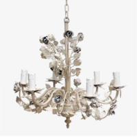 romantische Deckenlampe mit 6 Leuchten und Rosenapplikationen, bei ARTE FRESCA