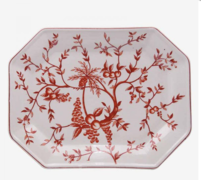rankengeschmckte achteckige Platte (Porzellan), rot, bei ARTE FRESCA