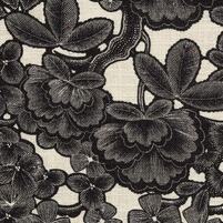 floraler Stoff mit asiatischem Motiv: BONSAI GARDEN LIN, Farbe NOIR, bei ARTE FRESCA