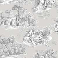 Motivansicht des bedruckten Baumwollstoffes CARINE TOILE, Farbton GRIS