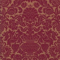 Detailansicht des Stoffes CHENONCEAU, Farbton RED/GOLD (florale Muster und Ornamente - im Stil der Barock- u. Rokokozeit)