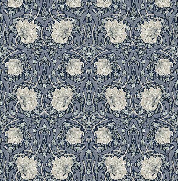 Arts & Crafts inspirierte Tapete nach Designs von William Morris in Blau