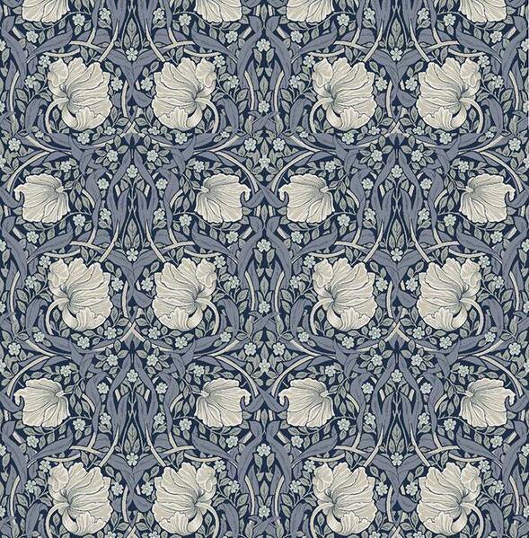 Arts & Crafts inspirierte Tapete nach Designs von William Morris in Blau