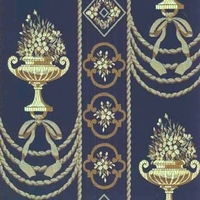 Detailansicht des Stoffes ELIANA, Farbton DARK BLUE (Ornamente)