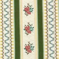 Detailansicht des Stoffes ELSBETH, Farbton MULTI GREEN (Rosen und Streifen, Biedermeierstil)