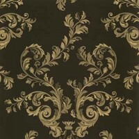 Detailansicht des Stoffes FLEURETTE, Farbton DARK BEIGE ON BLACK (florale Ornamente und Abstraktionen)