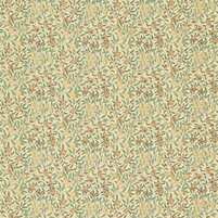 Motivansicht des englischen Stoffs FRUIT MINOR, Farbkombination IVORY/TEAL, bei ARTE FRESCA