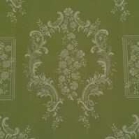 Detailansicht des Stoffes GAVET, Farbton GREEN (florale Ornamente im Rokokostil)