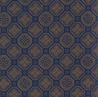 Detailansicht des Stoffes HANNAE, Farbton DARK BLUE (geometrisches Muster mit floralen Ornamenten)