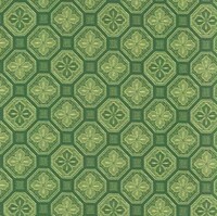 Detailansicht des Stoffes HANNAE, Farbton GREEN (geometrisches Muster mit floralen Ornamenten)