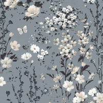 florale Tapete HEATHER, Farbe CHARCOAL, bei ARTE FRESCA