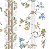 Motivansicht des Stoffes HELVIG (floral/Streifen im gustavianischen Stil), Farben: MULTI, bei ARTE FRESCA