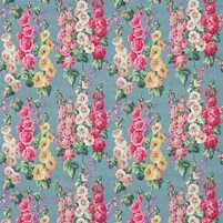 Detailansicht des Stoffes HOLLYHOCKS PETROL BLUE/MULTI bei ARTE FRESCA