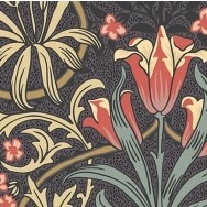 Detailansicht franzoesischer Baumwollstoff im Art Nouveau Stil: JAMES ANTHRAZITE
