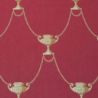 Detailansicht des Stoffes VILLA BORGHESE LAUREATO, Farbton RED (Amphoren, im klassizistischen Stil)