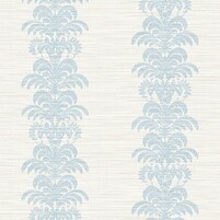 Ansicht der Textiltapete LAVOYE, Farbton LIGHT BLUE (florales Motiv, Streifen)