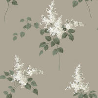 Motivansicht der Tapete LILACS, Farbton WHITE/TAUPE (florale Tapete)