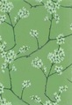 Motiv des floralen Stoffes LINA GRUEN (Kirschblueten, vertikal)