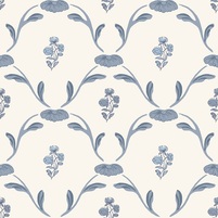 Motivansicht der schwedischen Ornament- und Rautentapete LJUSDAL, Farbe BLUE, bei ARTE FRESCA