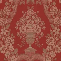Detailansicht des Stoffes LORRAINE, Farbton RED (Ornamentmuster mit floralen Motiven nach historischer Vorlage)