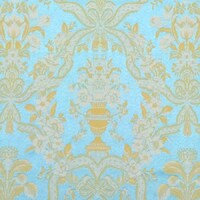 Detailansicht des Stoffes LORRAINE, Farbton TURQUOISE (Ornamentmuster mit floralen Motiven nach historischer Vorlage)