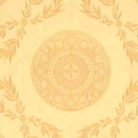 Detailansicht des Stoffes MARGERIE, Farbton  GOLD ON CREAM (Lorbeerzweige als Trellismuster)