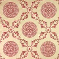 Detailansicht des Stoffes MARGERIE, Farbton  RED ON CREAM (Lorbeerzweige als Trellismuster)