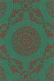 Motivansicht des Stoffes MARGERIE RED ON VIRIDIAN GREEN