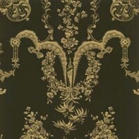Detailansicht des Stoffes MELISANDE, Farbton DARK BEIGE ON BLACK (Rokokostil)