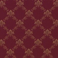 Detailansicht des Stoffes ODEON, Farbton BURGUNDY (florales Motiv in Rauten)