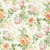 florale Tapete: OLIVIA, Farbkombination BOTANICAL GREEN/ORANGE, bei ARTE FRESCA