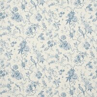 Detailansicht des englischen Stoffs PILLEMONT TOILE, Farbtonkombination IVORY/CHINA BLUE, bei ARTE FRESCA