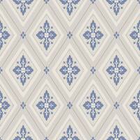 Motivansicht der schwedischen Rauten- und Ornamenttapete SANDVIKEN, Farbe BLUE, bei ARTE FRESCA