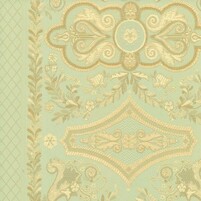 Detailansicht des Stoffes SAVIANA, Farbton ALMOND GREEN (Ornamentstreifenmuster)