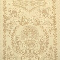 Detailansicht des Stoffes SAVIANA, Farbton Gold (Ornamentstreifenmuster)