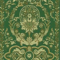 Detailansicht des Stoffes SAVIANA, Farbton GREEN (Ornamentstreifenmuster)