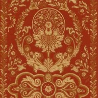 Detailansicht des Stoffes SAVIANA, Farbton RED (Ornamentstreifenmuster)