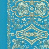 Detailansicht des Stoffes SAVIANA, Farbton TURQUOISE (Ornamentstreifenmuster)