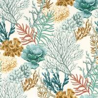 Ansicht des In- und Outdoorstoffes SAVONA, Farbkombination CORAL/TURQUOISE, bei ARTE FERESCA