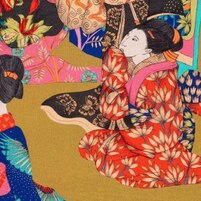 Ansicht des Stoffes SENDAI (im asiatischen Stil), Farbe GOLD, bei ARTE FRESCA