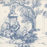 Detailansicht des TOILE-Stoffes SOLINE TOILE BLEU (bedruckter Baumwollstoff)