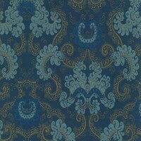 Detailansicht des Replikastoffes SOPHIA, Farbton GOLD/BLUE (franz. Barockzeit)