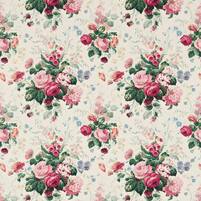 Detailansicht des Blumenstoffes STAPLETON PARK, Farbtonkombination CREAM/PINK, bei ARTE FRESCA