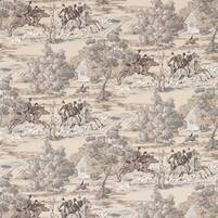 Tapete mit Szenen einer Fuchsjagd: TALLY HO, Farbkombination PEARL/GREY, bei ARTE FRESCA