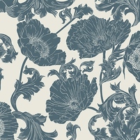moderne florale Tapete: TELFORD, hier Farbton PORCELAIN BLUE, bei ARTE FRESCA