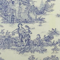 Toile de Jouy Stoff im Landhausstil in Blau